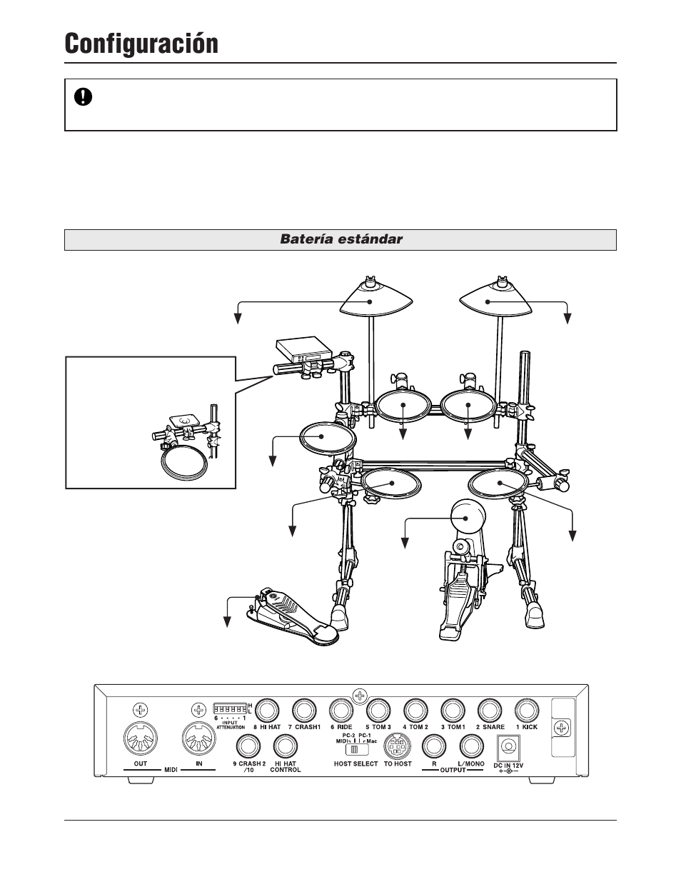 Configuración, Batería estándar | Yamaha DTXPRESS III User Manual | Page 106 / 196