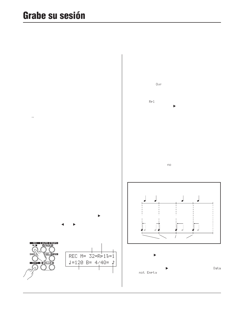 Grabe su sesión | Yamaha DTXPRESS III User Manual | Page 118 / 196