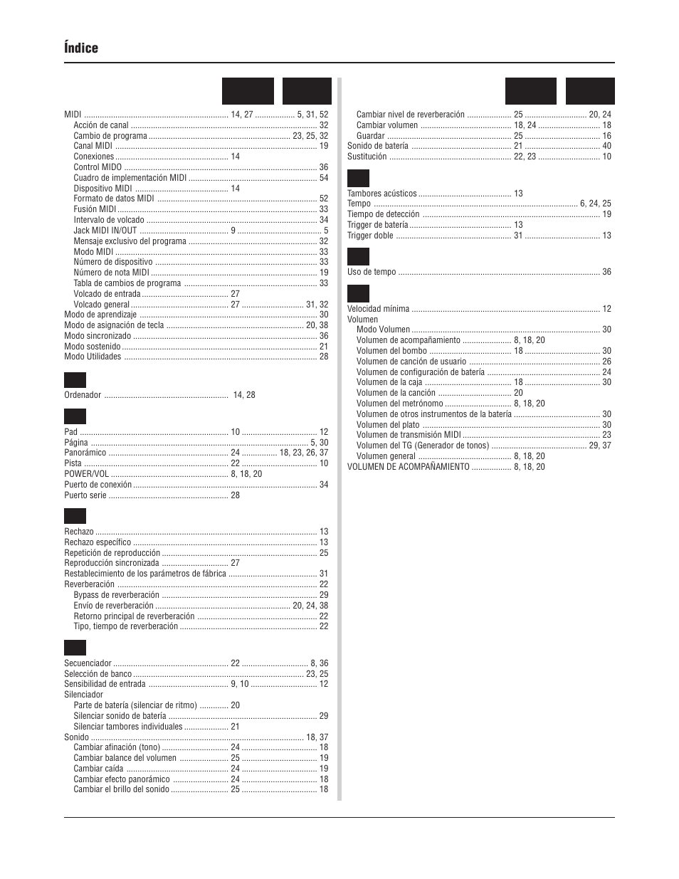 Índice | Yamaha DTXPRESS III User Manual | Page 130 / 196