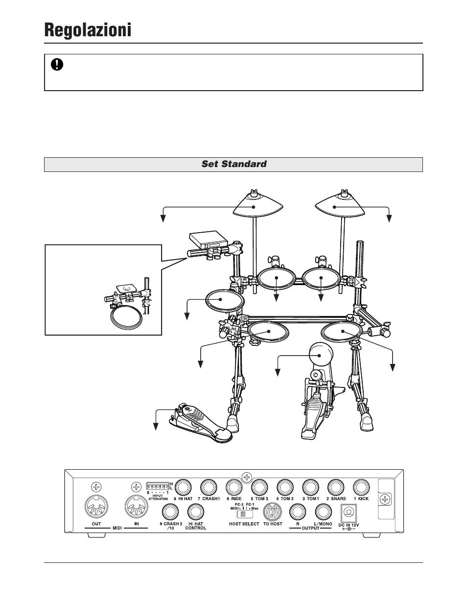 Regolazioni, Set standard | Yamaha DTXPRESS III User Manual | Page 138 / 196