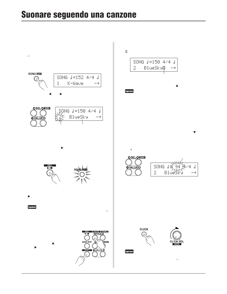 Suonare seguendo una canzone | Yamaha DTXPRESS III User Manual | Page 148 / 196
