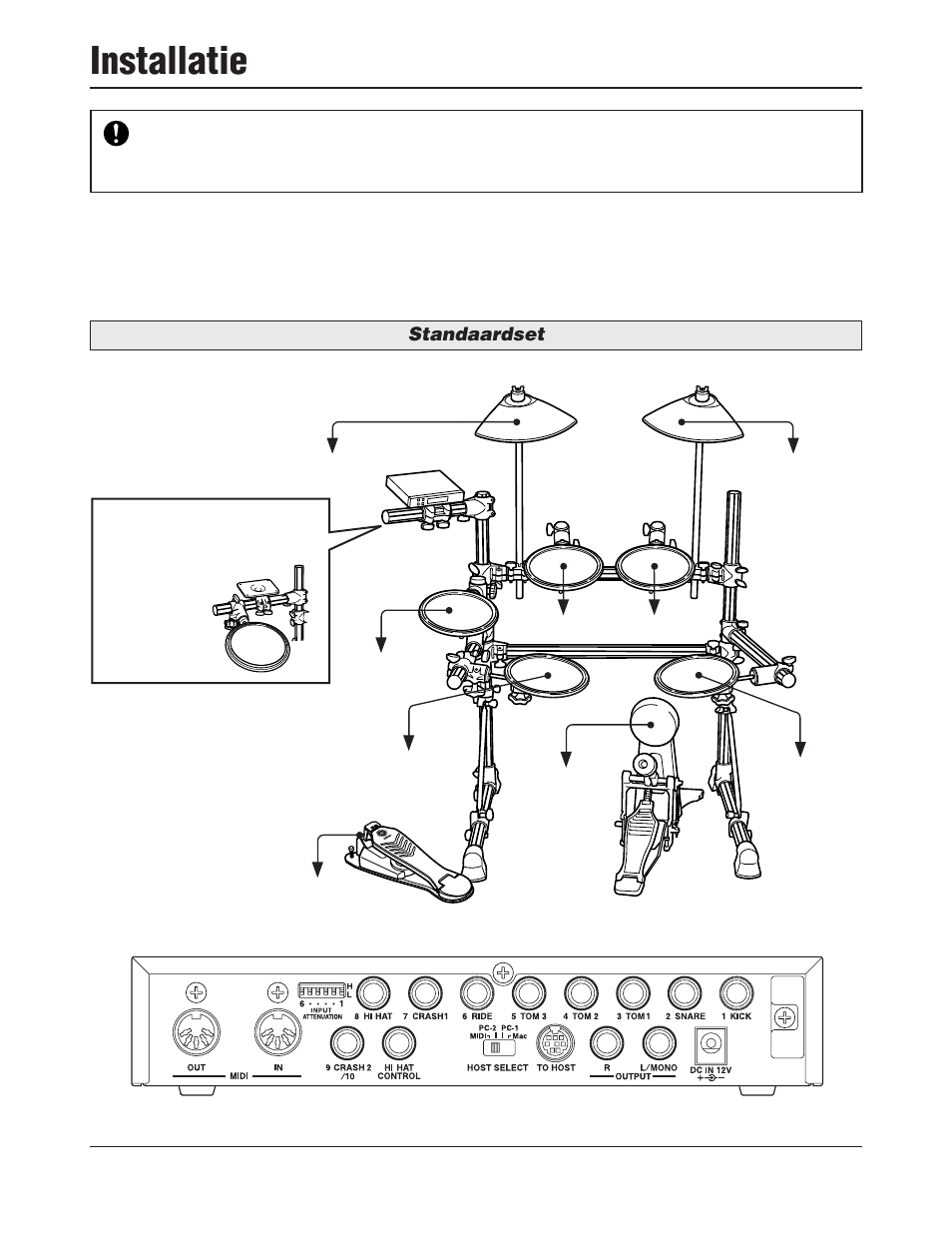 Installatie, Standaardset | Yamaha DTXPRESS III User Manual | Page 170 / 196