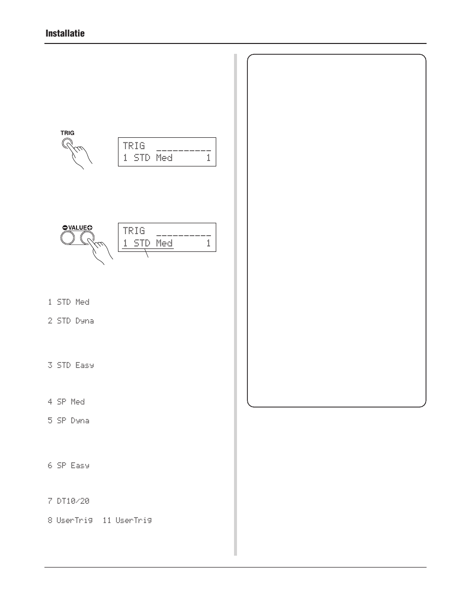 Installatie, Trig std med 1 trig std med 1 | Yamaha DTXPRESS III User Manual | Page 172 / 196