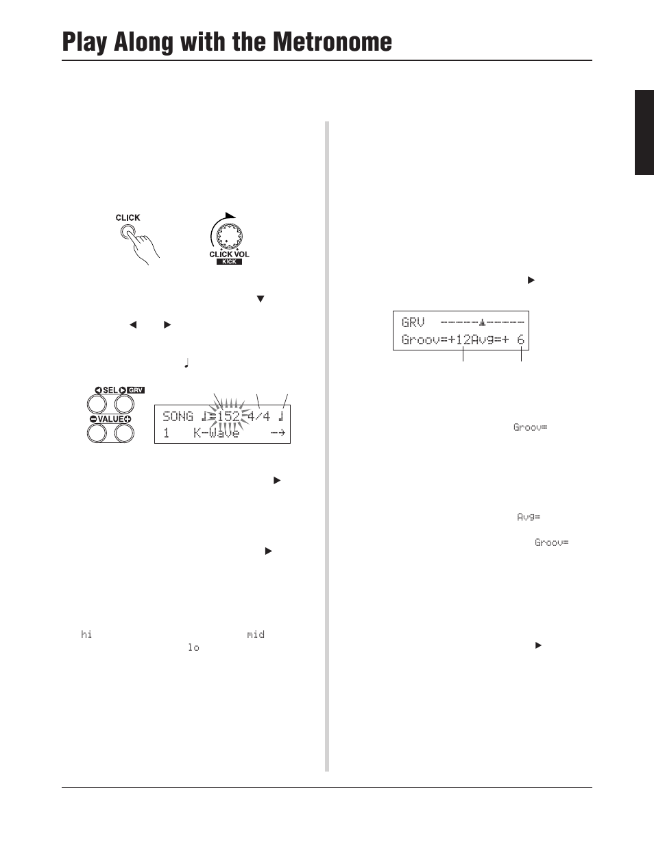 Play along with the metronome | Yamaha DTXPRESS III User Manual | Page 19 / 196