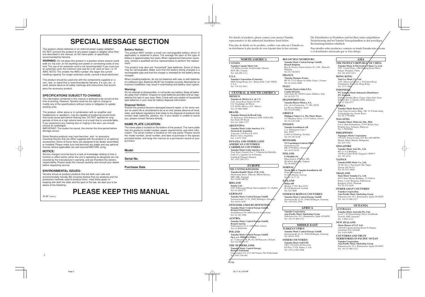 Please keep this manual | Yamaha DTXPRESS III User Manual | Page 2 / 196