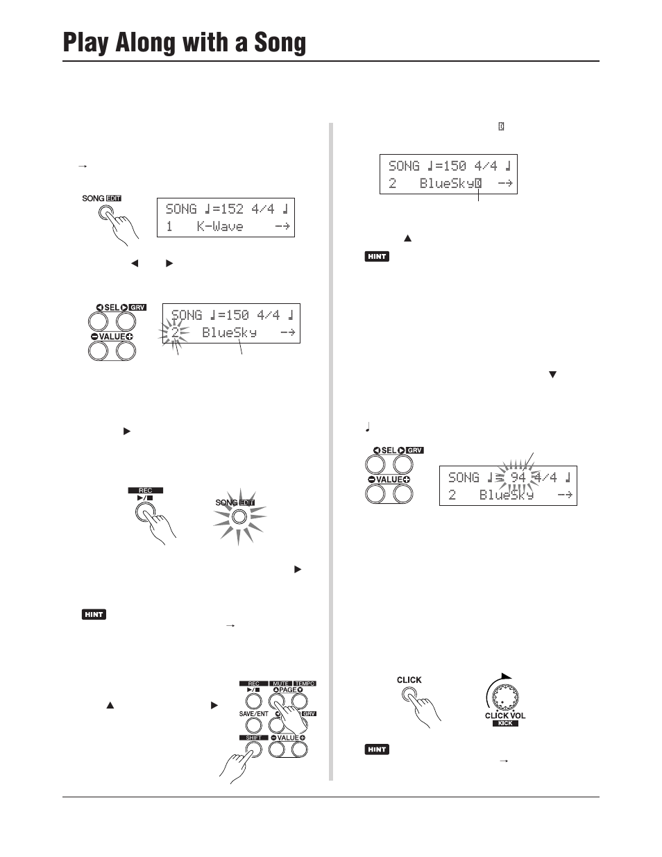 Play along with a song | Yamaha DTXPRESS III User Manual | Page 20 / 196