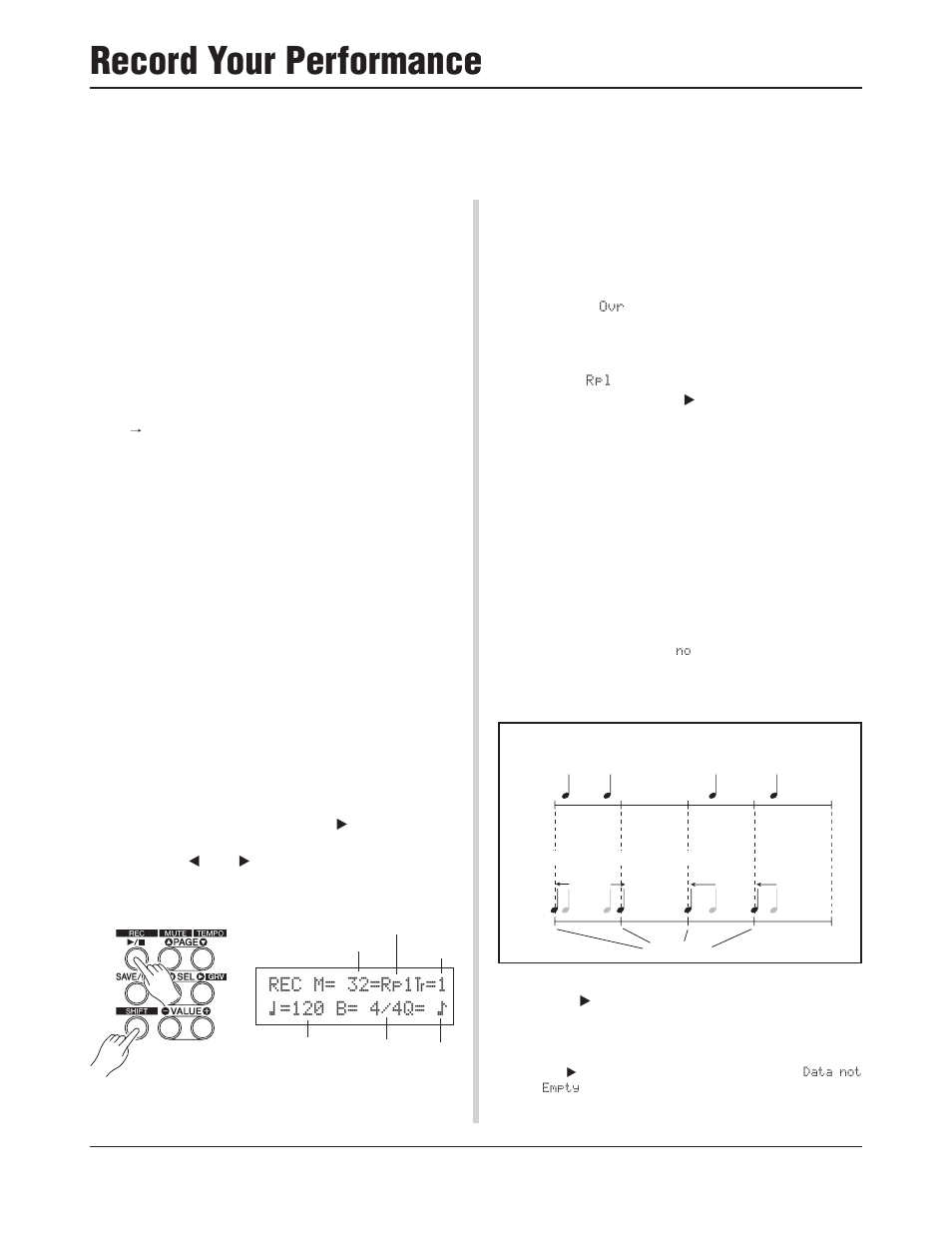 Record your performance | Yamaha DTXPRESS III User Manual | Page 22 / 196