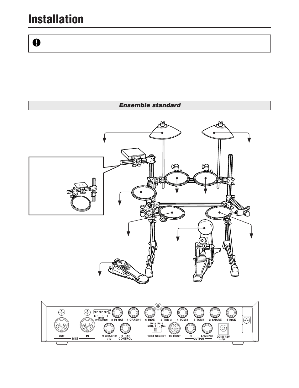 Installation, Ensemble standard | Yamaha DTXPRESS III User Manual | Page 42 / 196