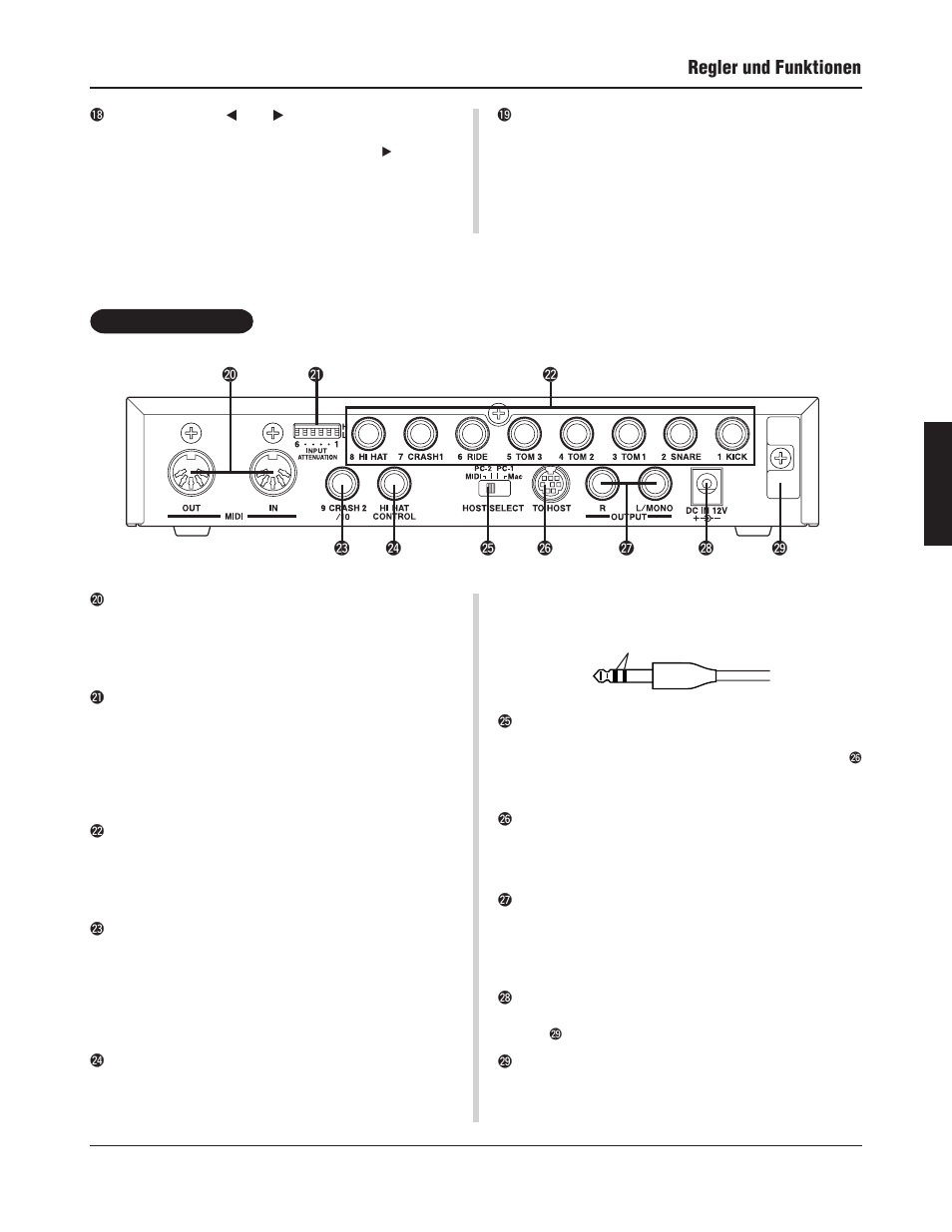 Rückseite, Regler und funktionen | Yamaha DTXPRESS III User Manual | Page 73 / 196