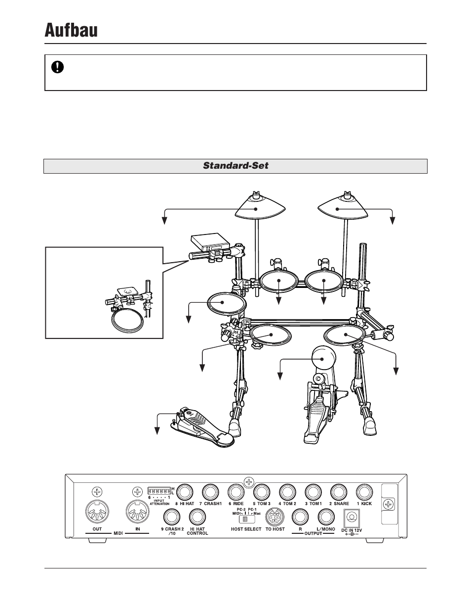 Aufbau, Standard-set | Yamaha DTXPRESS III User Manual | Page 74 / 196