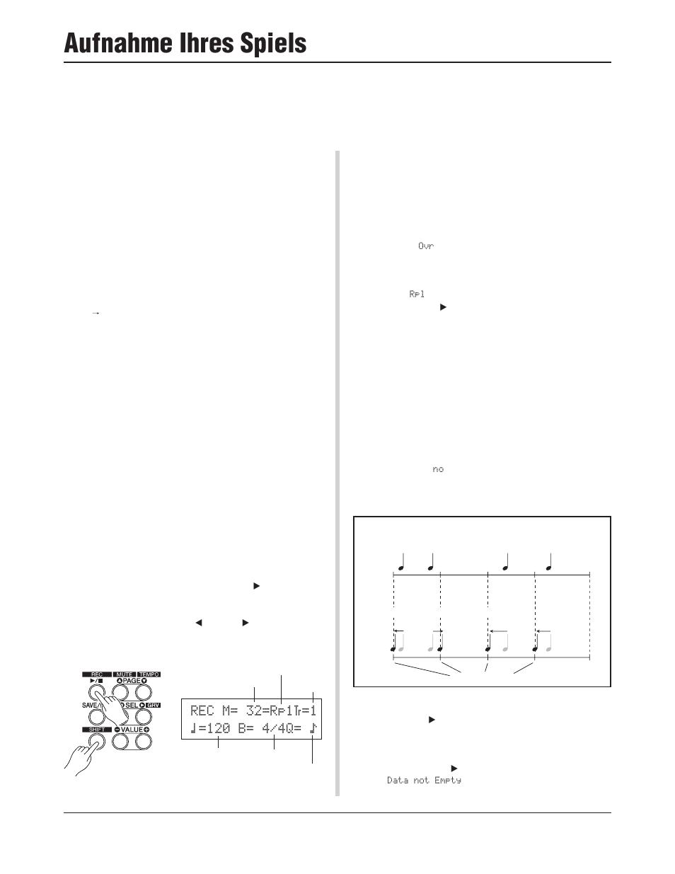 Aufnahme ihres spiels | Yamaha DTXPRESS III User Manual | Page 86 / 196