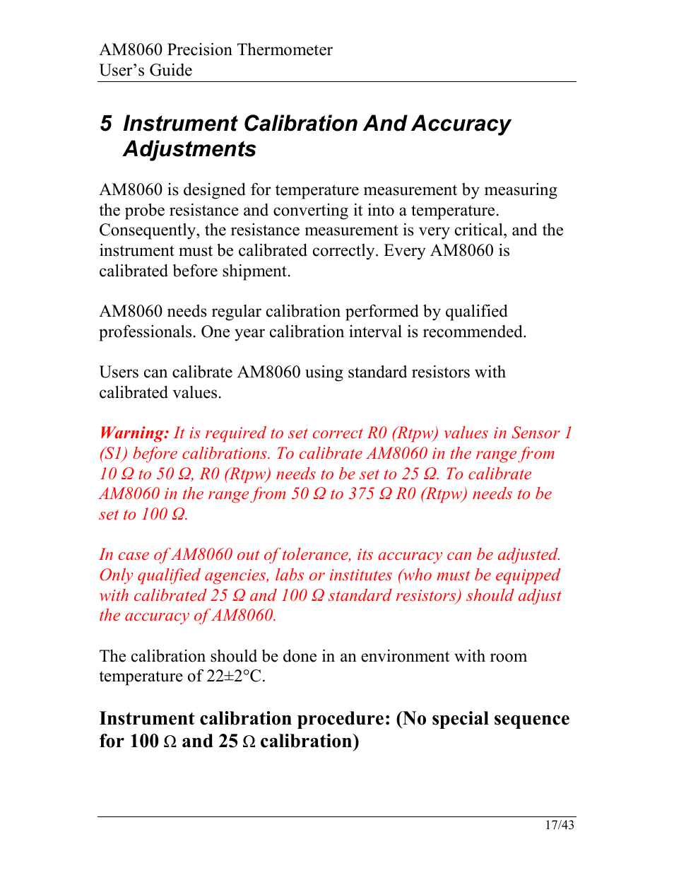 5 instrument calibration and accuracy adjustments | AccuMac AM8060 User Manual | Page 18 / 43