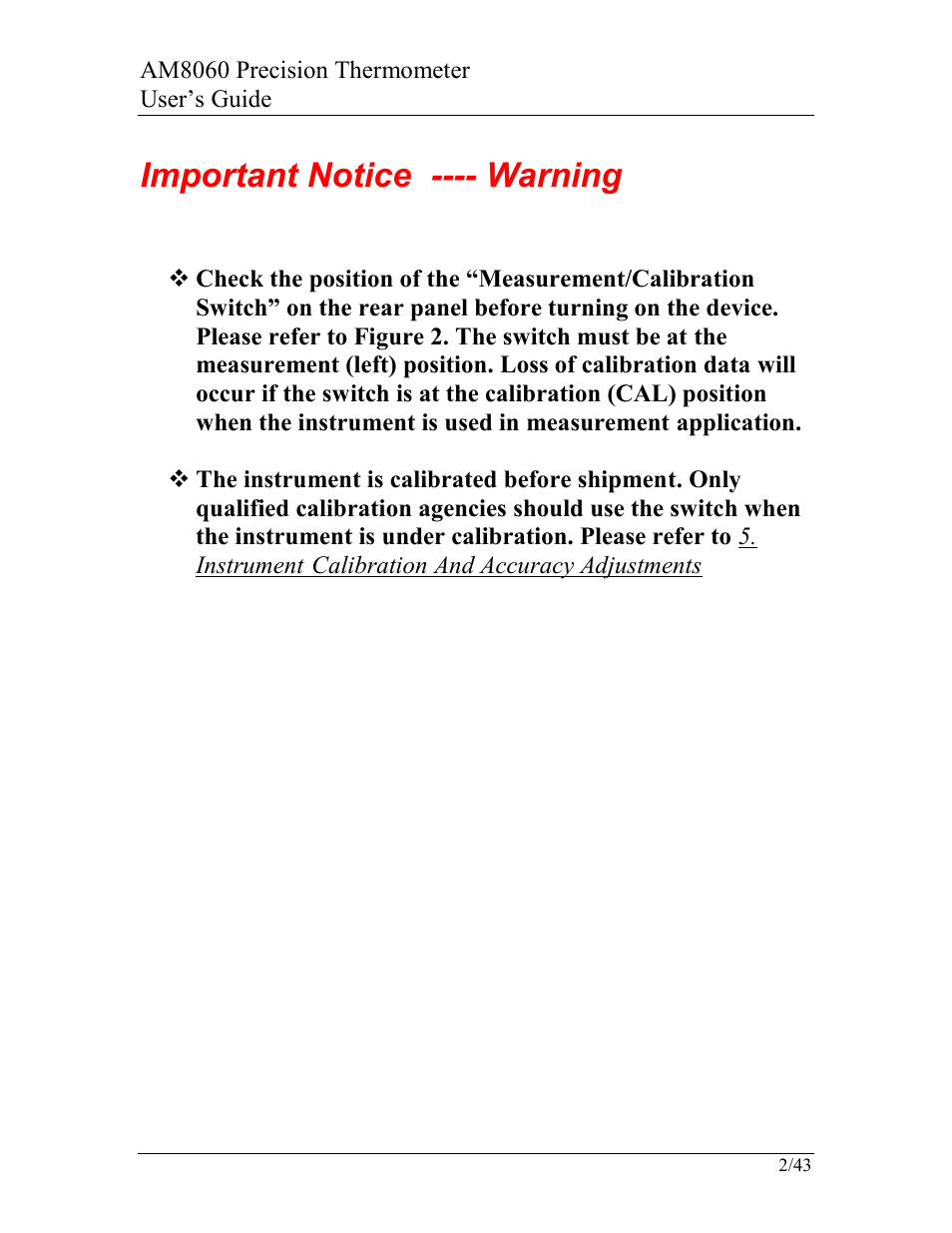 Important notice ---- warning | AccuMac AM8060 User Manual | Page 3 / 43