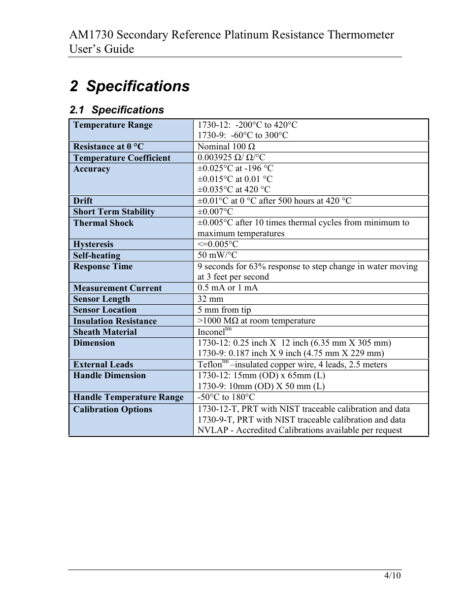 2 specifications | AccuMac AM1730 User Manual | Page 5 / 10