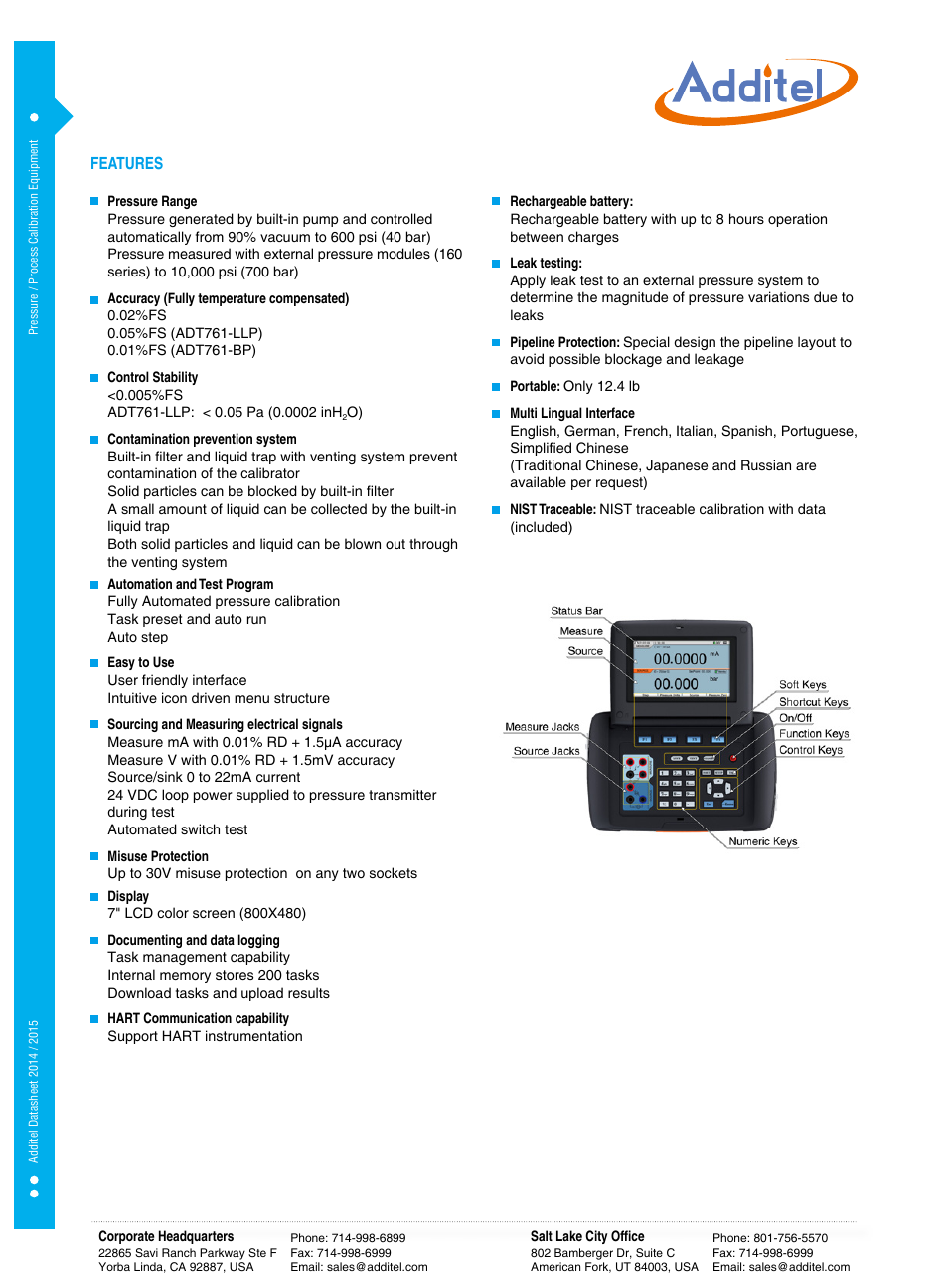 Additel 761 Automated Pressure Calibrator Datasheet User Manual | Page 3 / 6