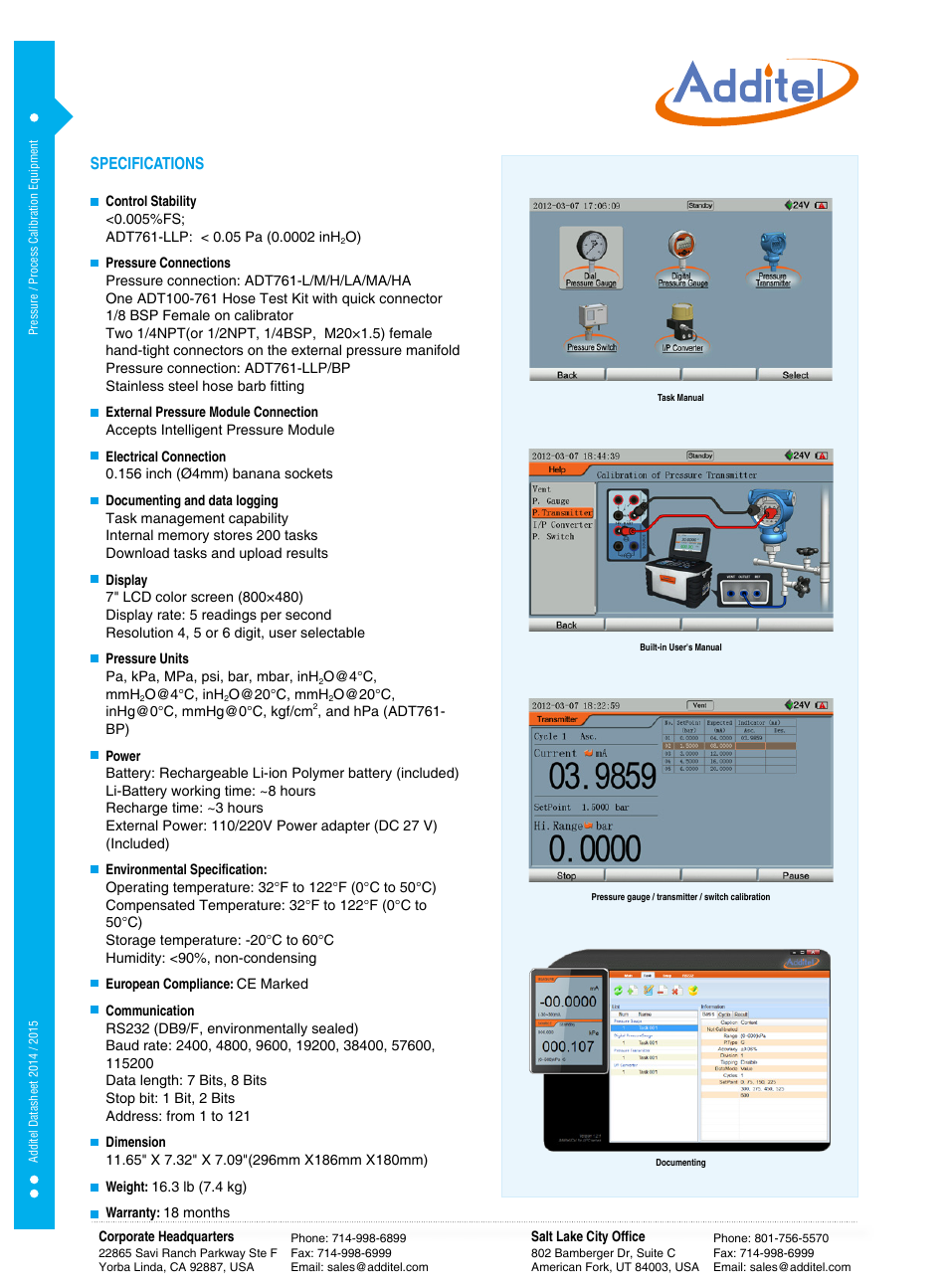 Additel 761 Automated Pressure Calibrator Datasheet User Manual | Page 4 / 6