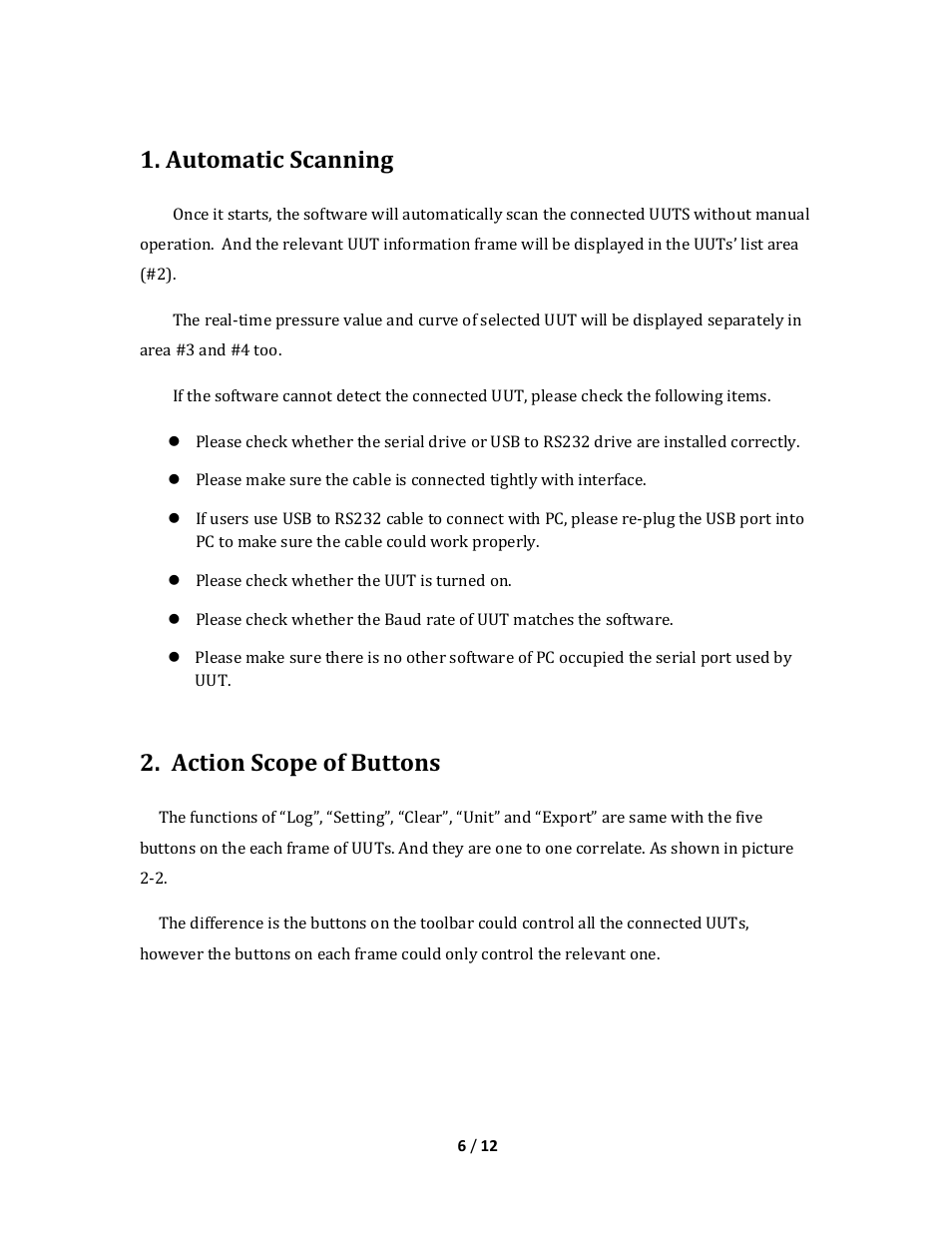 Automatic scanning, Action scope of buttons | Additel LogII User Manual User Manual | Page 6 / 12