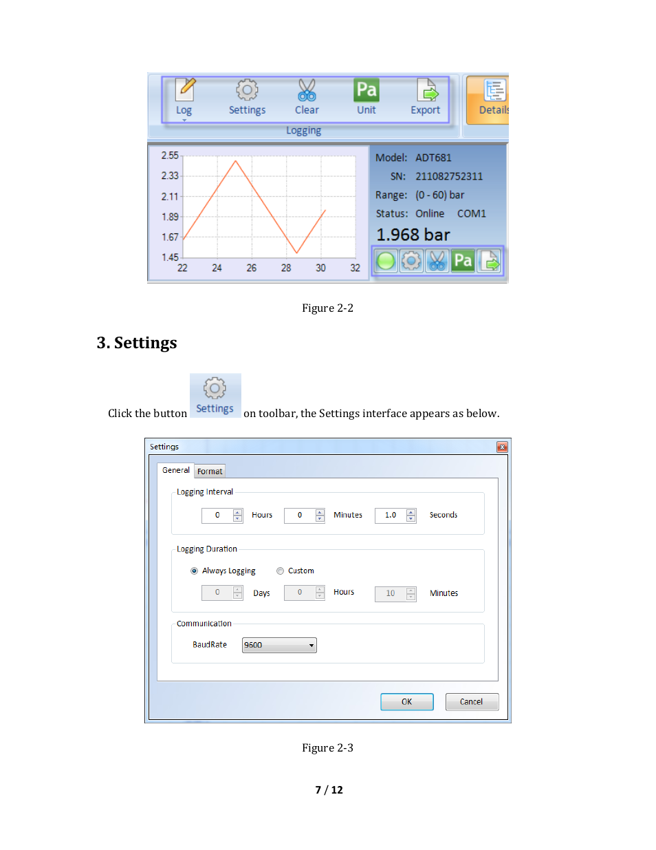 Settings | Additel LogII User Manual User Manual | Page 7 / 12