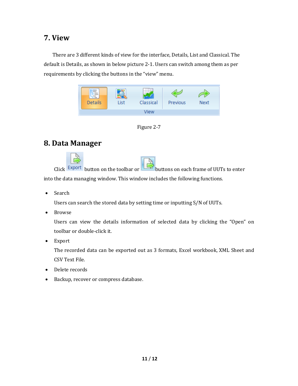 View, Data manager | Additel LogII Wireless User Manual User Manual | Page 11 / 12