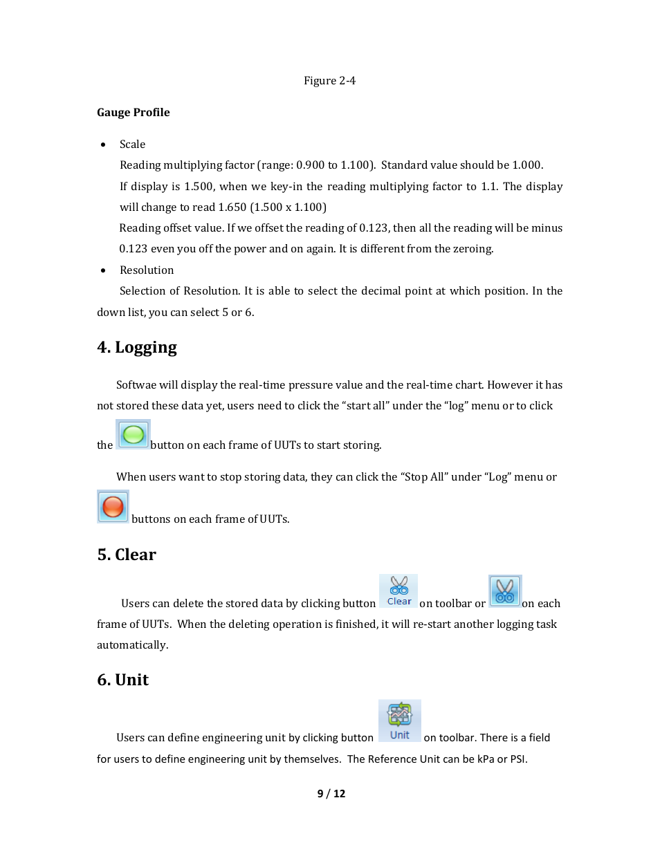 Logging, Clear, Unit | Additel LogII Wireless User Manual User Manual | Page 9 / 12