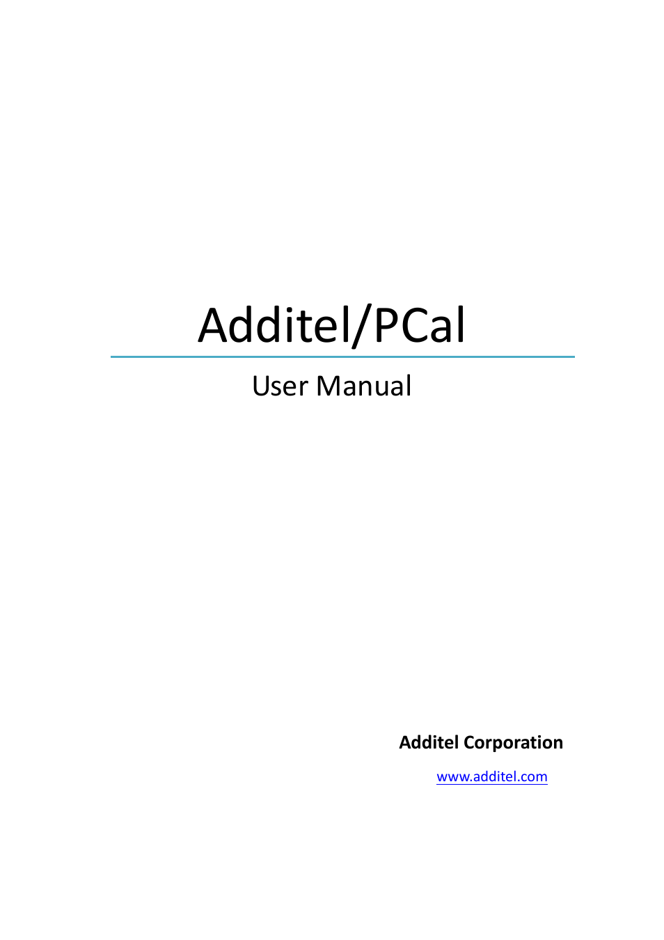 Additel PCal User Manual User Manual | 35 pages
