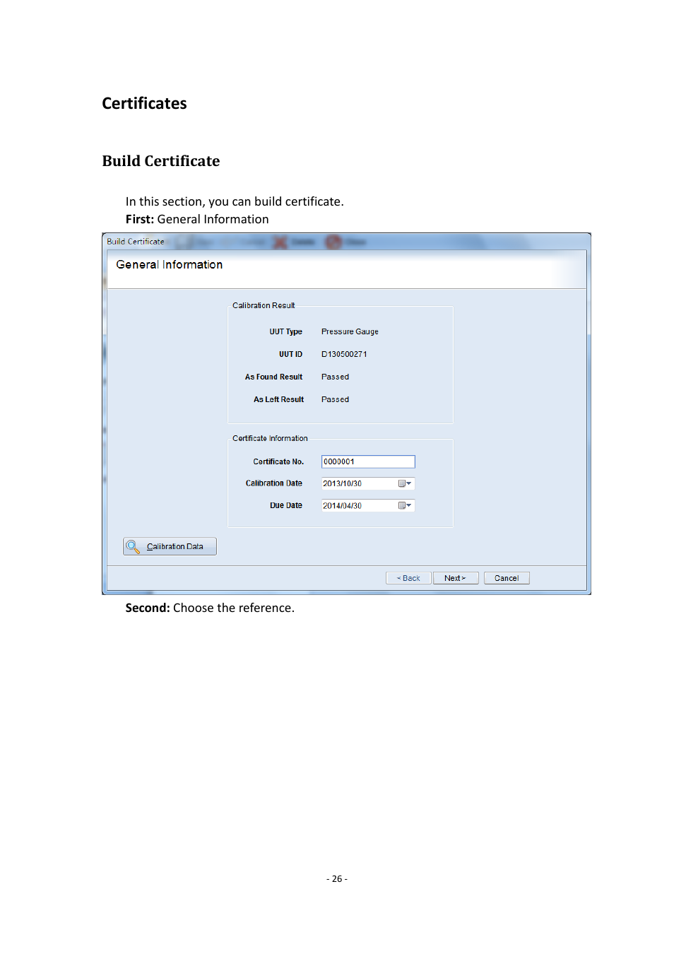 Certificates, Build certificate | Additel PCal User Manual User Manual | Page 27 / 35