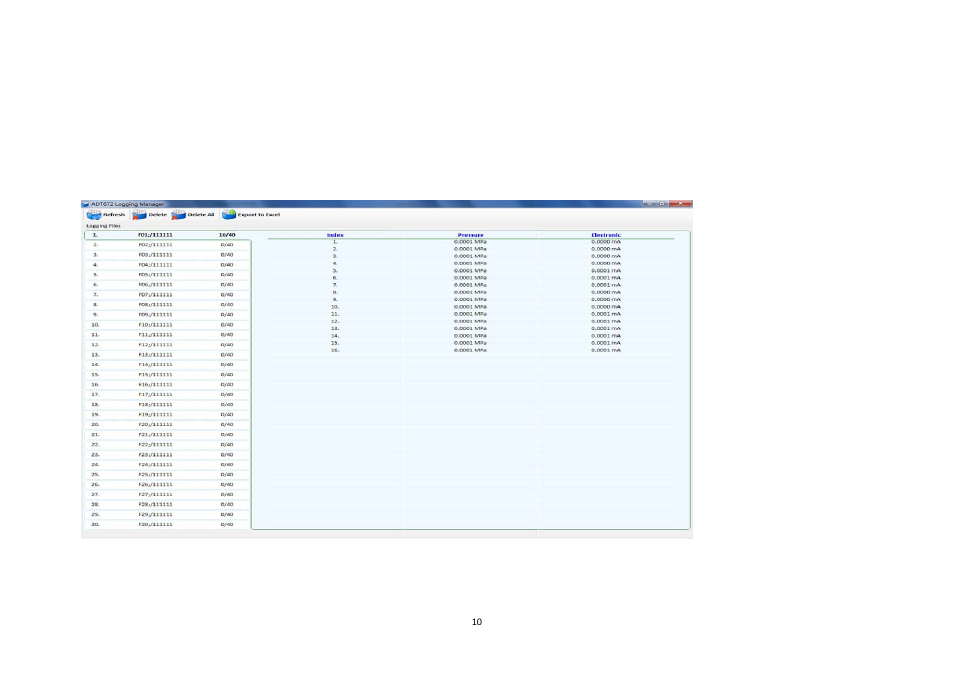 1 logging files list | Additel Land User Manual User Manual | Page 10 / 18