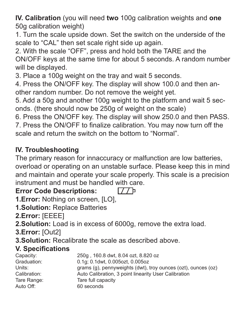 American Weigh Scales AMW-250i User Manual | Page 4 / 4