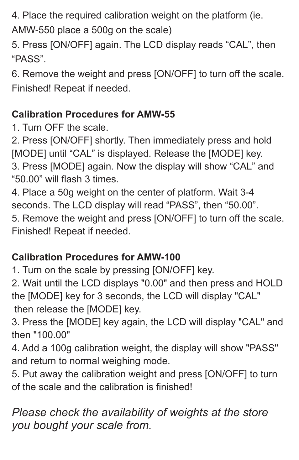 American Weigh Scales AMW-55 User Manual | Page 4 / 6