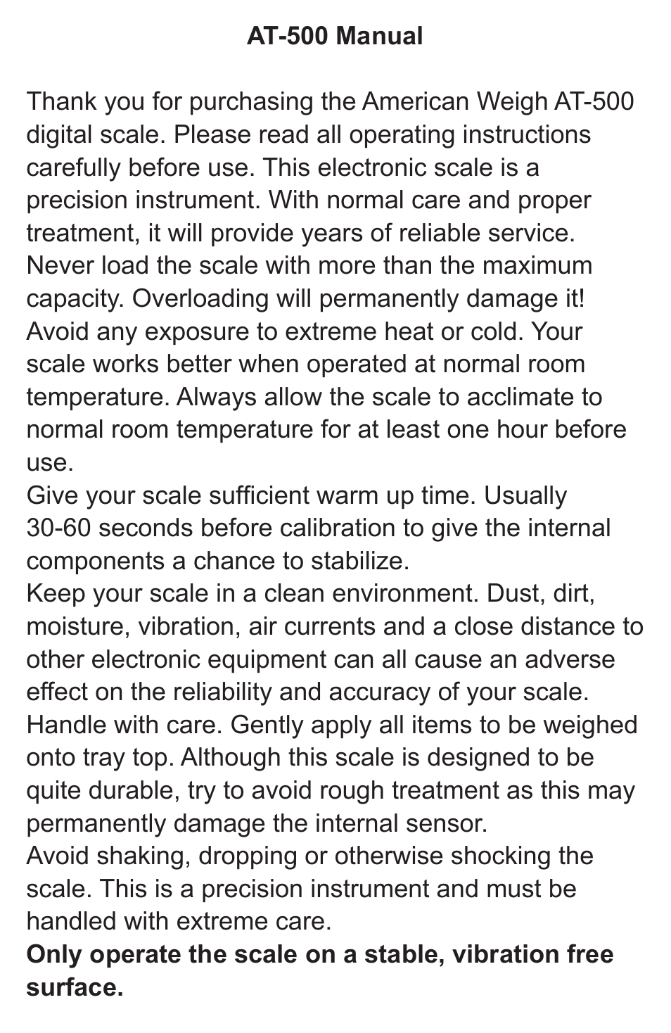 American Weigh Scales AT-500 User Manual | Page 2 / 5