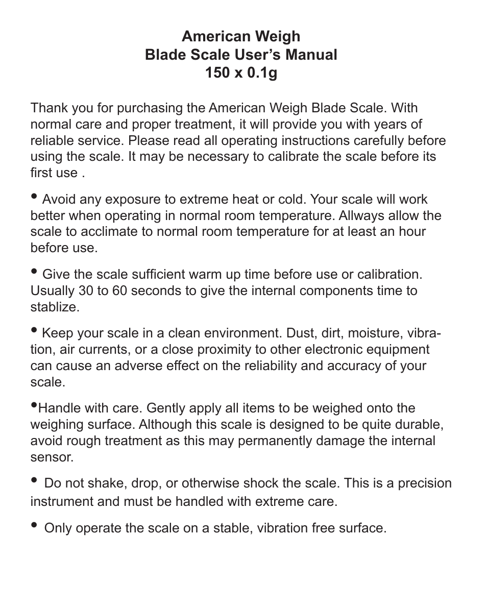 American Weigh Scales Blade-150 User Manual | Page 2 / 4