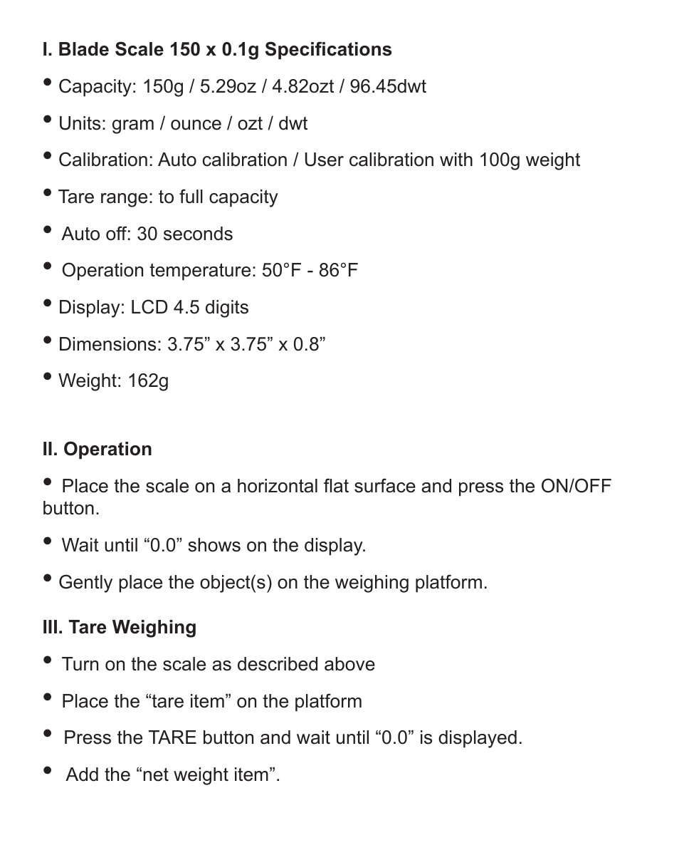 American Weigh Scales Blade-150 User Manual | Page 3 / 4