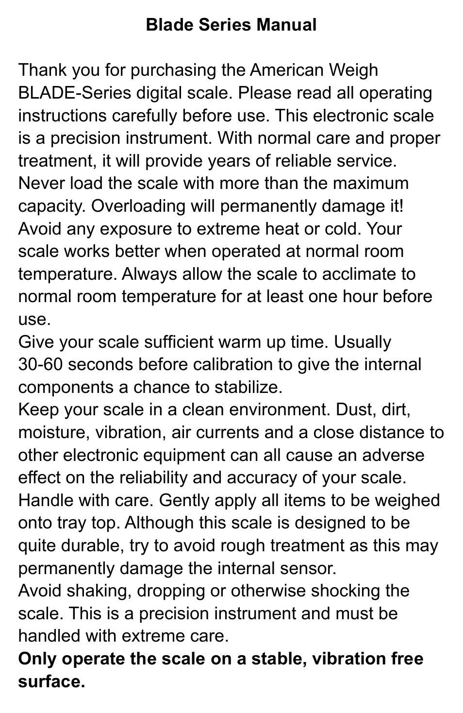 American Weigh Scales Blade-50 User Manual | Page 2 / 6