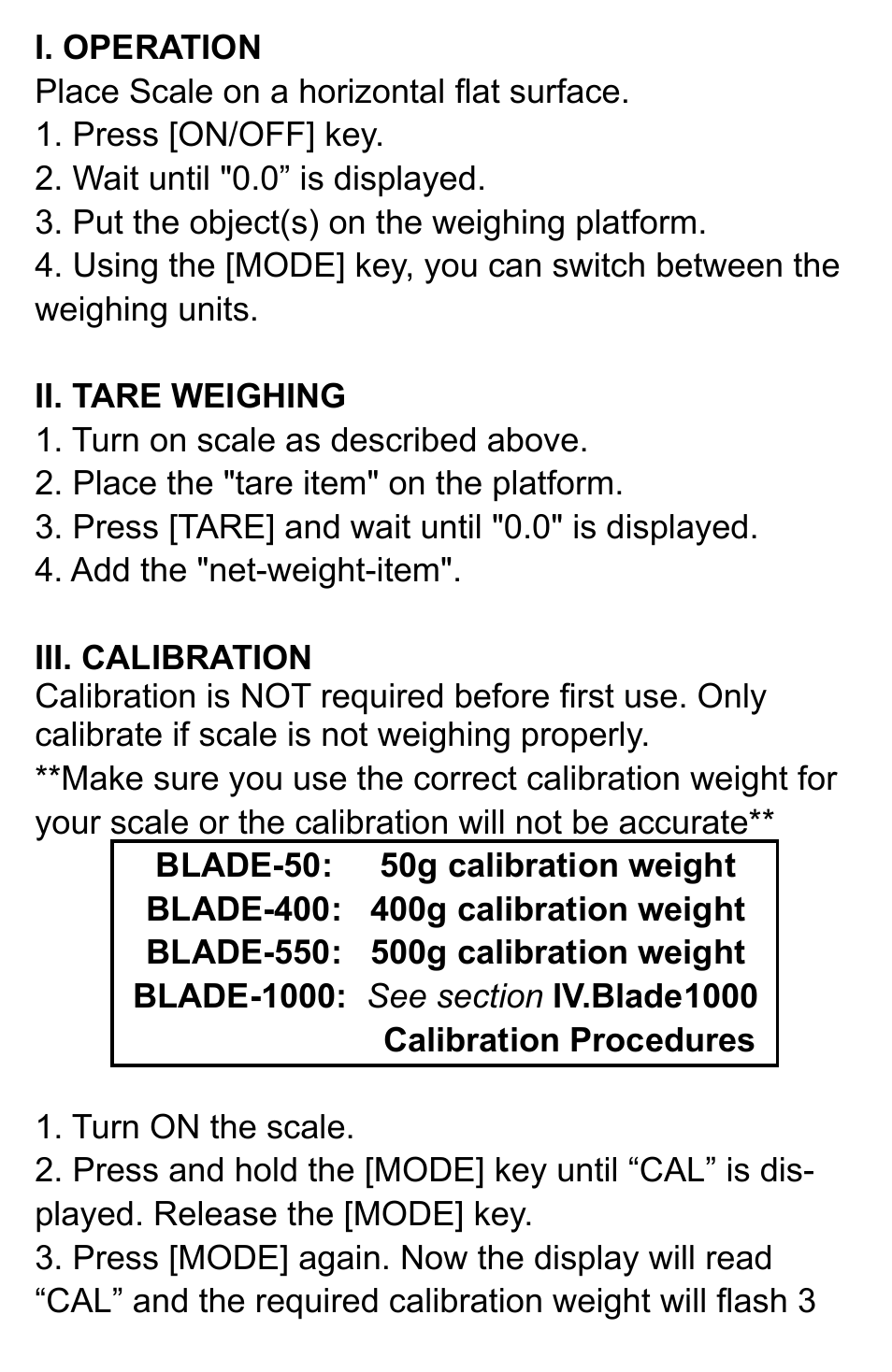 American Weigh Scales Blade-50 User Manual | Page 3 / 6