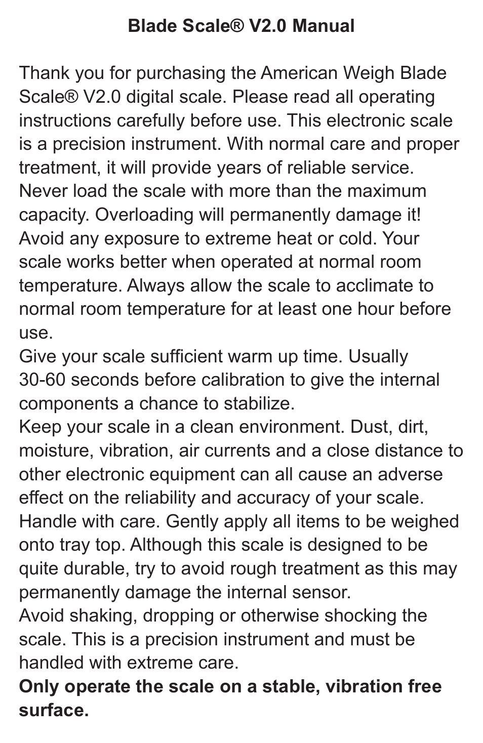 American Weigh Scales Blade-V2-400 User Manual | Page 2 / 5