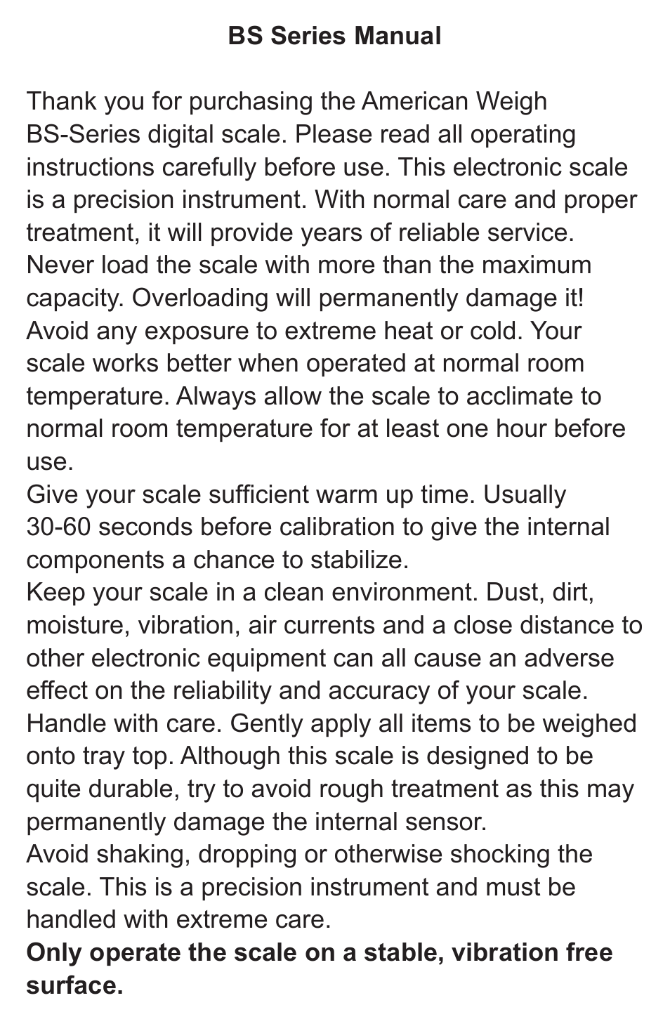 American Weigh Scales BS-250 User Manual | Page 2 / 6