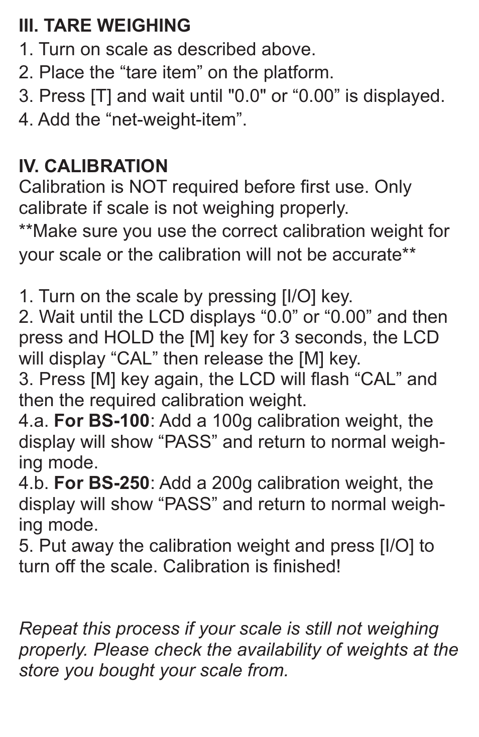 American Weigh Scales BS-250 User Manual | Page 4 / 6