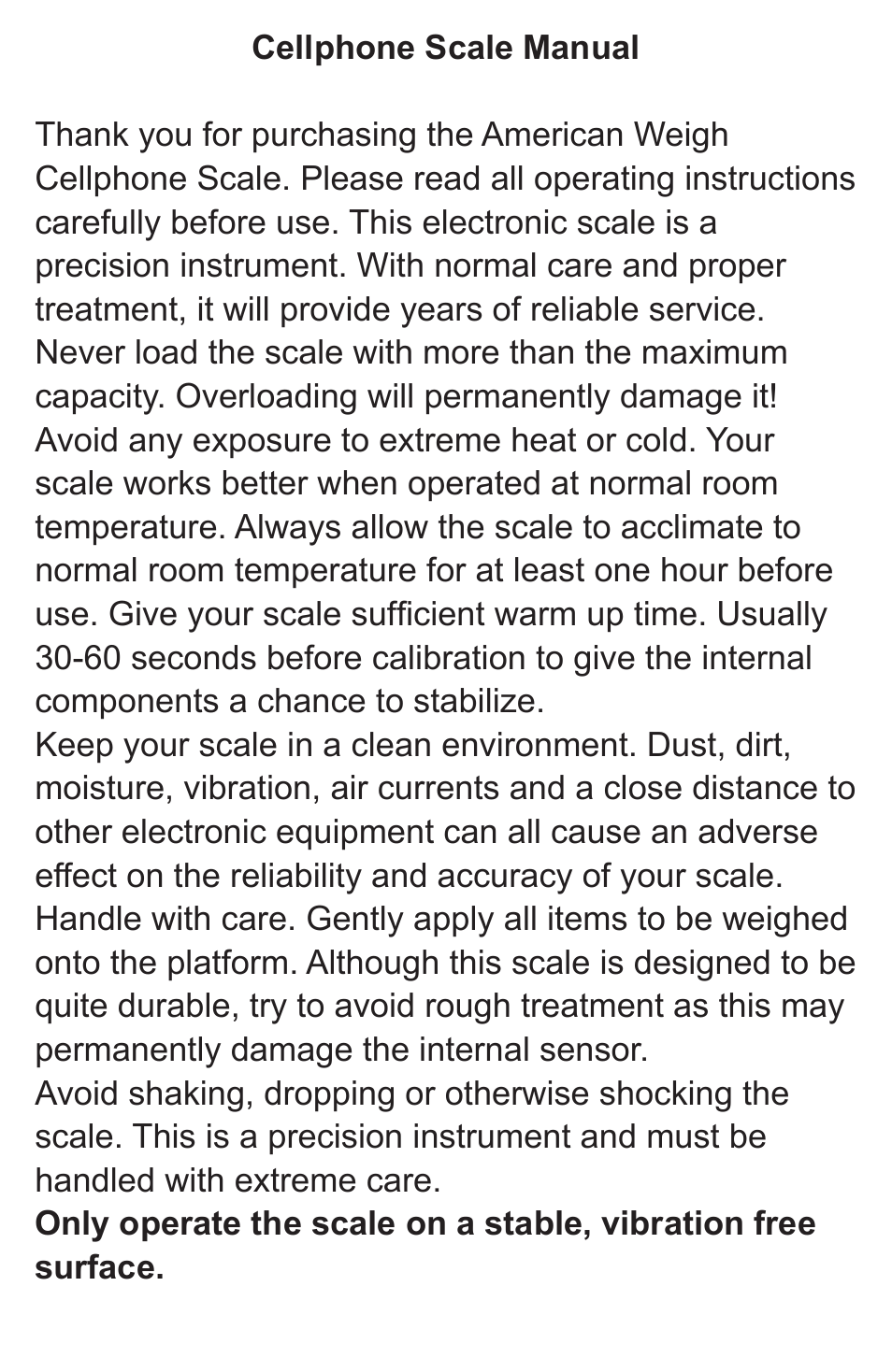 American Weigh Scales CP-300 User Manual | Page 2 / 7