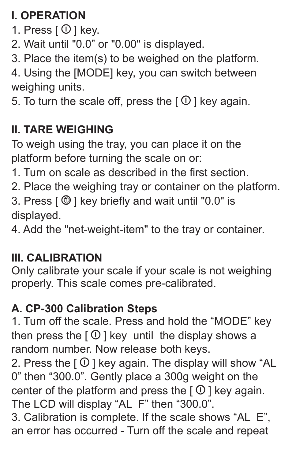 American Weigh Scales CP-300 User Manual | Page 3 / 7