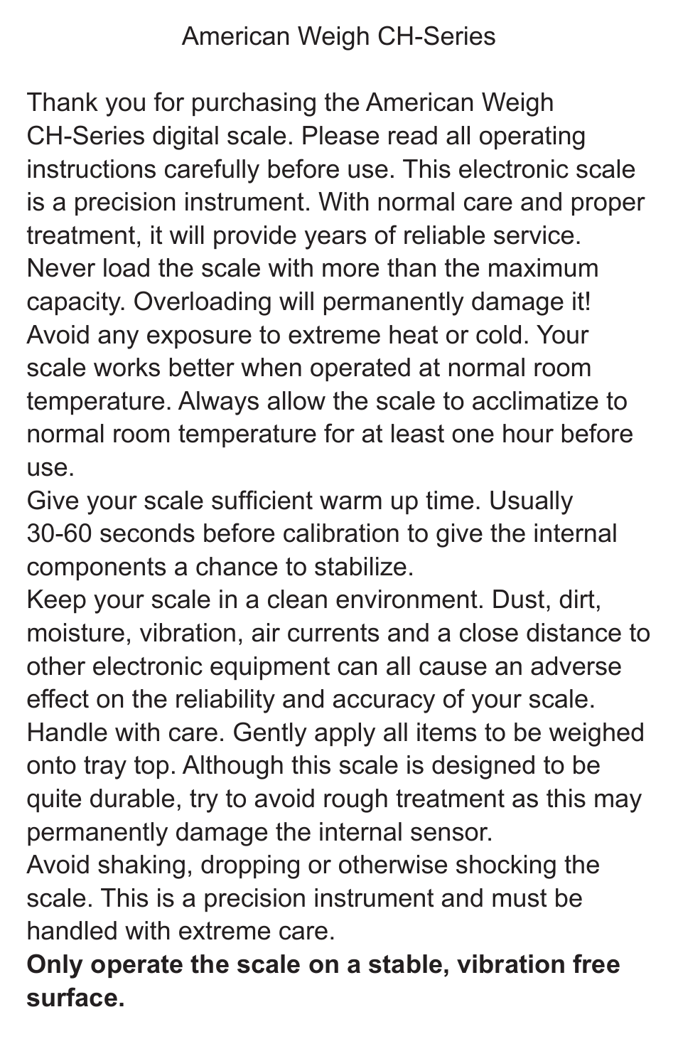 American Weigh Scales CH-2000 User Manual | Page 2 / 5