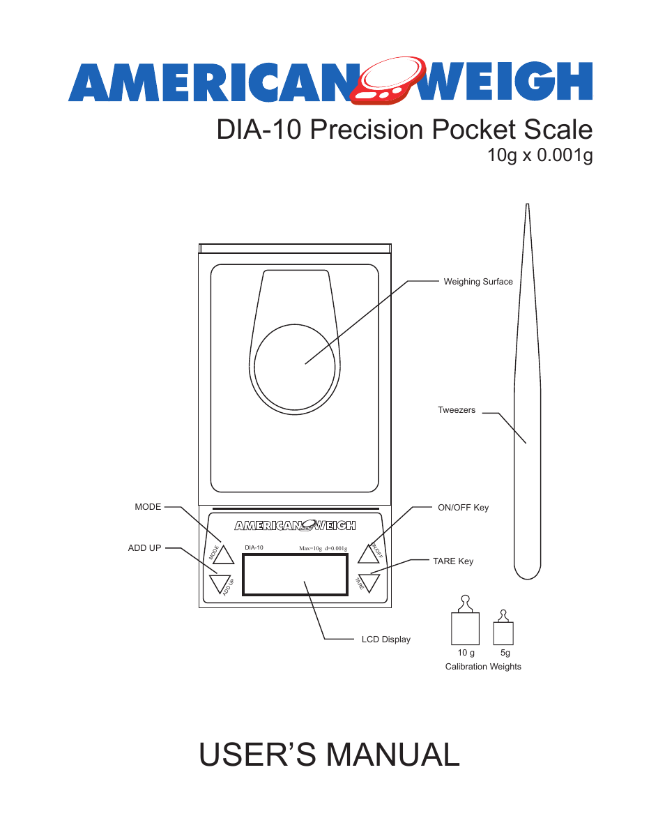 American Weigh Scales DIA-10 User Manual | 4 pages