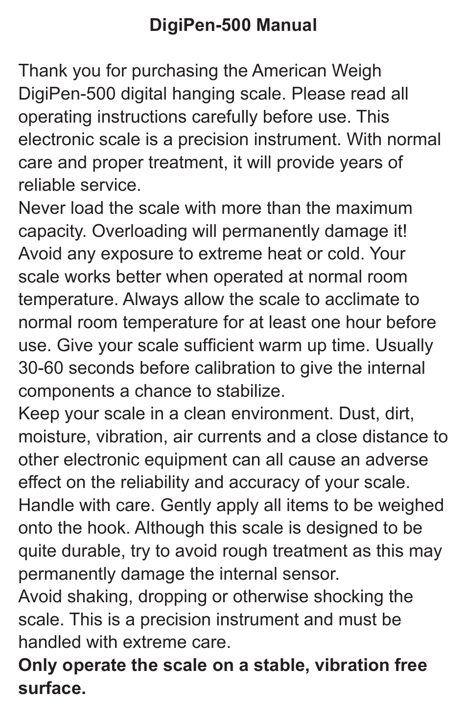 American Weigh Scales DP-500 User Manual | Page 2 / 5