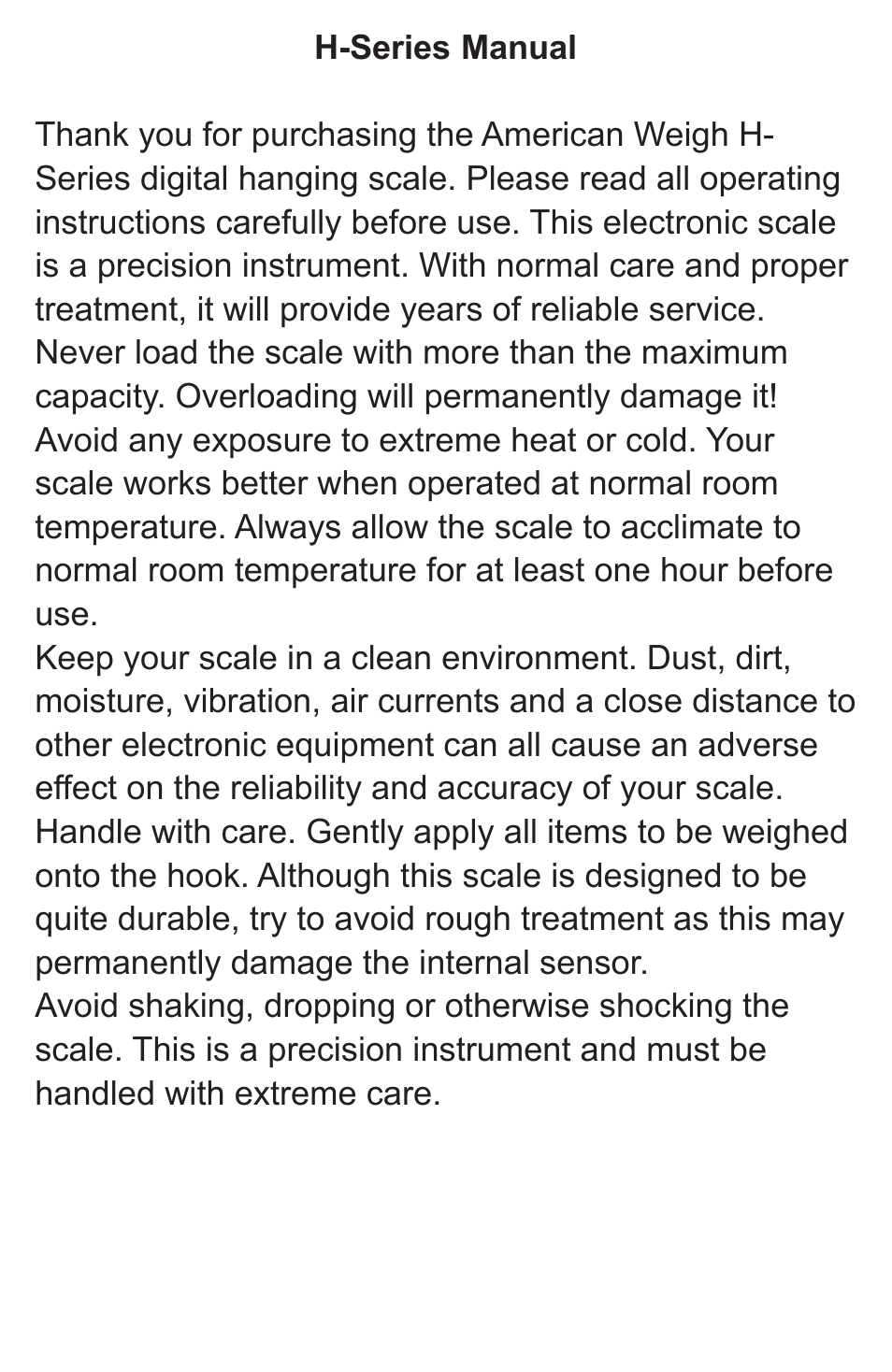 American Weigh Scales H-110 User Manual | Page 2 / 5