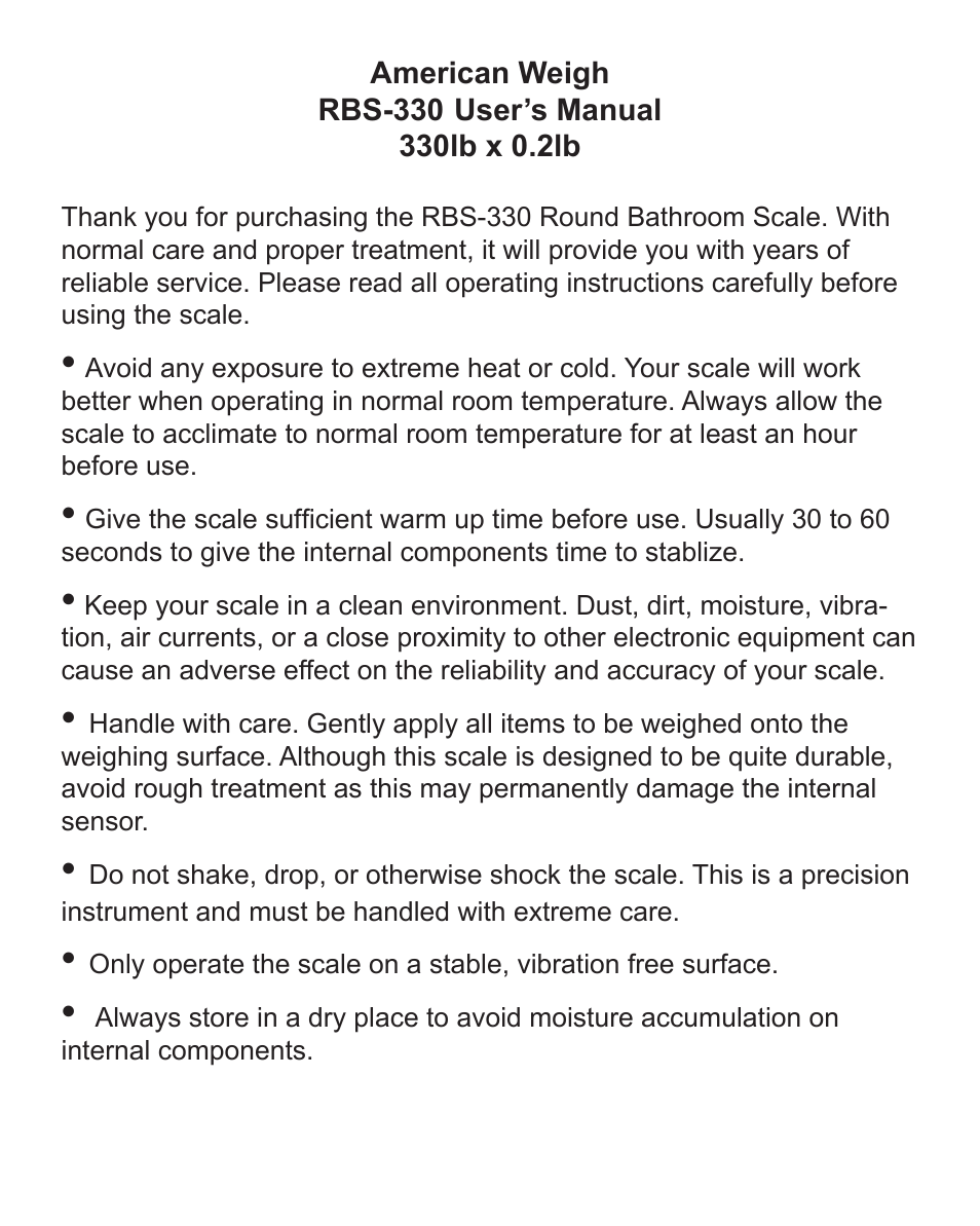 American Weigh Scales RBS-330 User Manual | Page 2 / 4