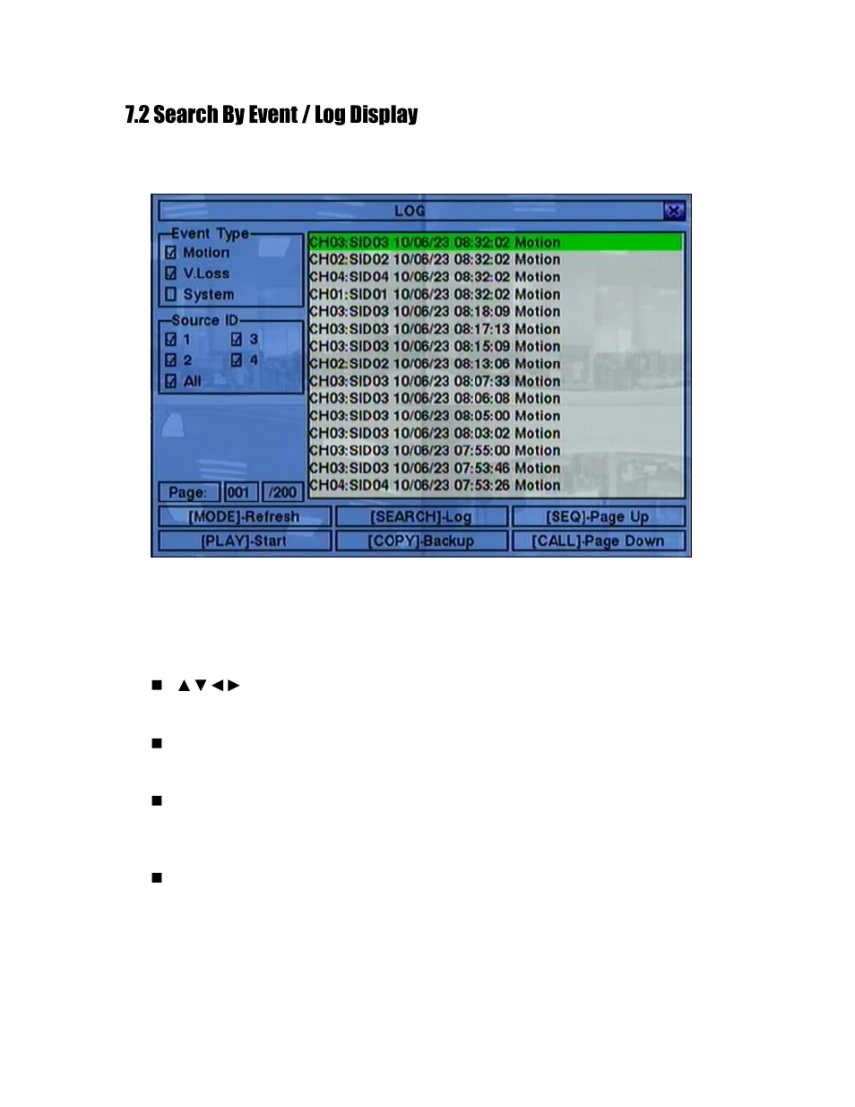 2 search by event / log display | Aposonic A-S0402R21 User Manual | Page 54 / 83