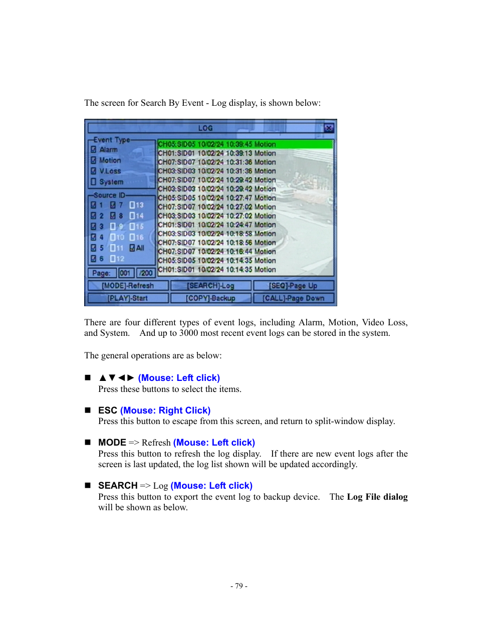 2 search by event / log display | Aposonic A-S0802R18 User Manual | Page 79 / 116