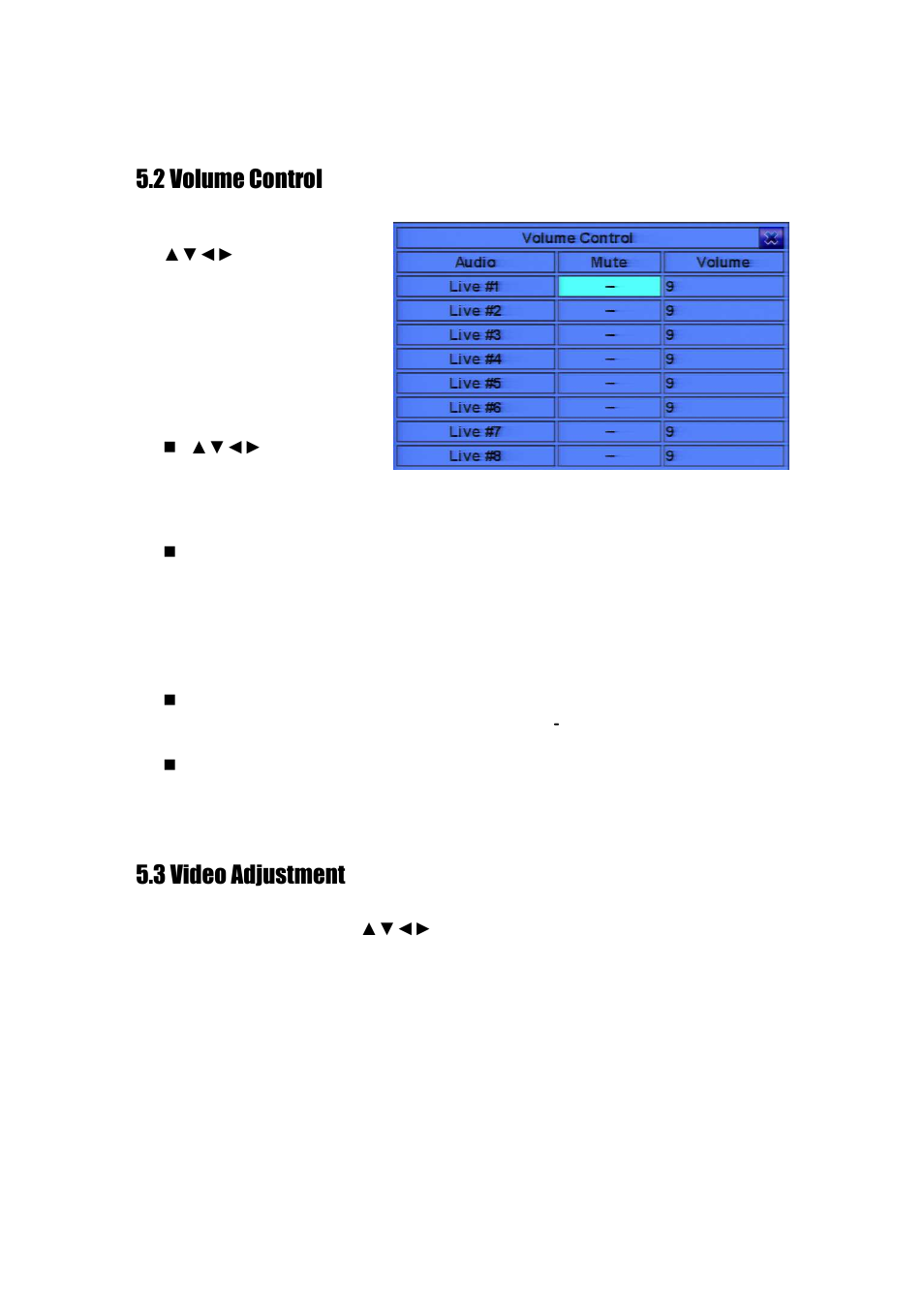 2 volume control, 3 video adjustment | Aposonic A-S1602R25 User Manual | Page 28 / 121