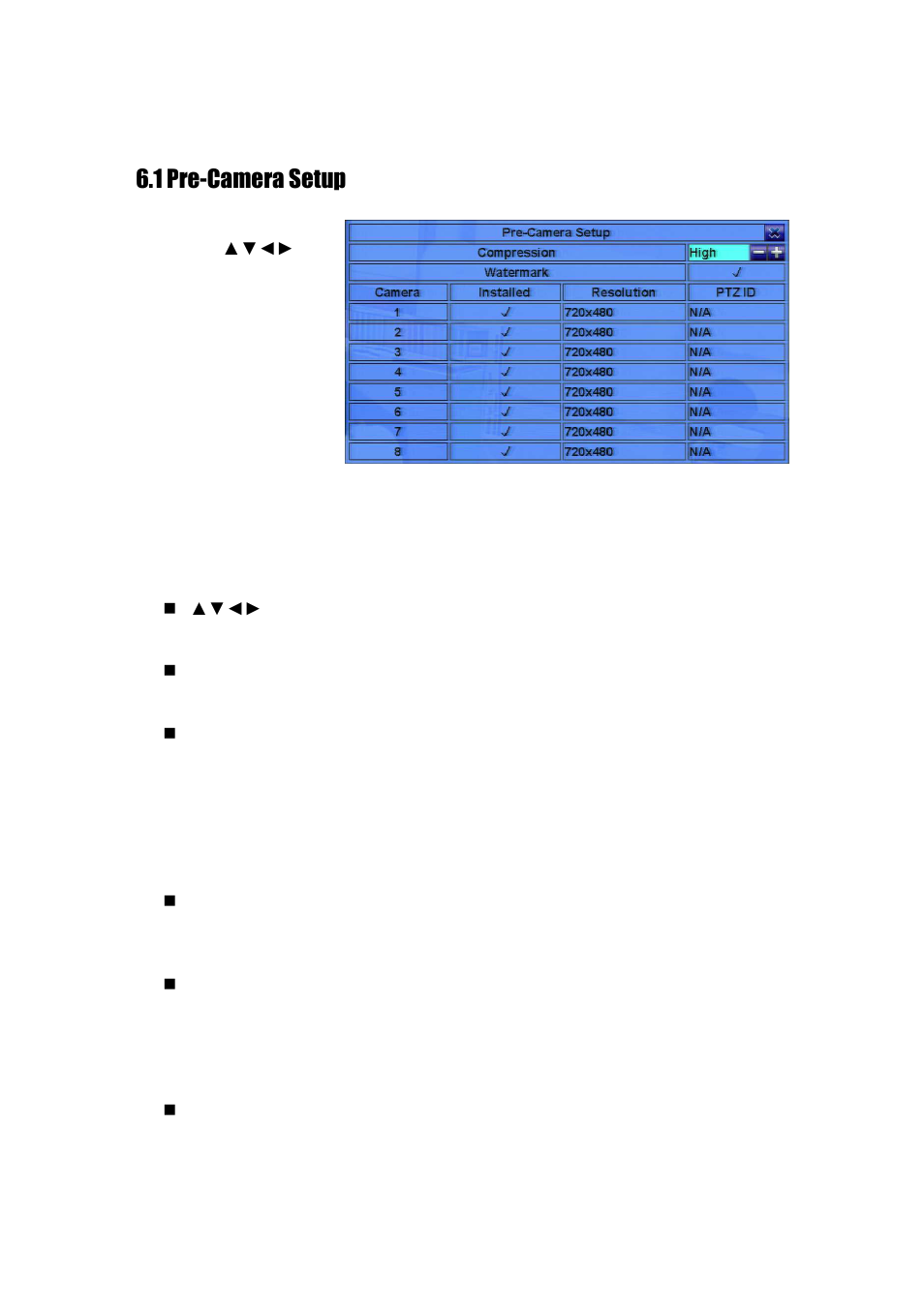 1 pre-camera setup | Aposonic A-S1602R25 User Manual | Page 36 / 121