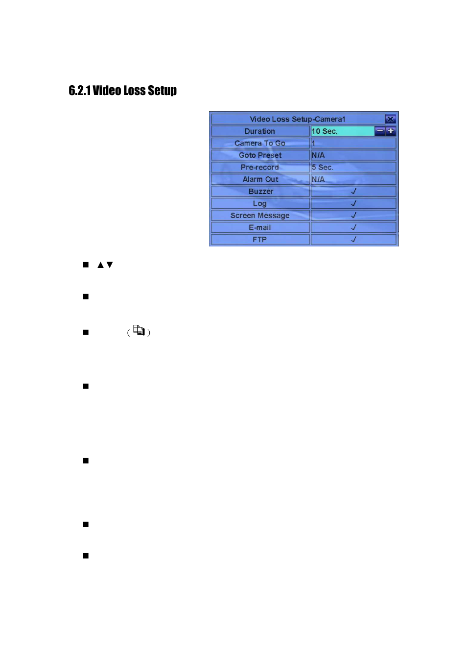 1 video loss setup | Aposonic A-S1602R25 User Manual | Page 40 / 121