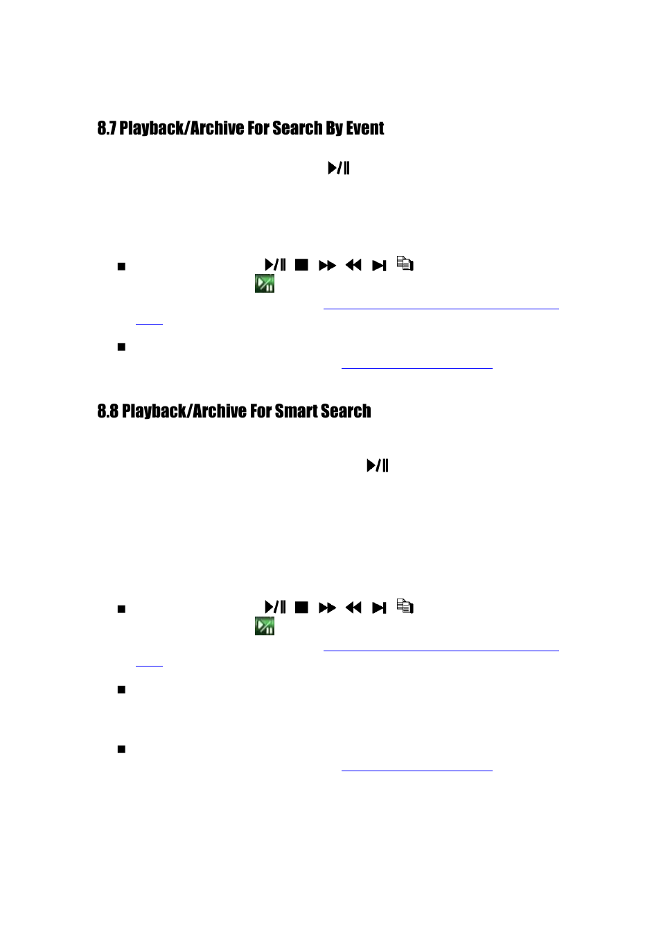 7 playback/archive for search by event, 8 playback/archive for smart search | Aposonic A-S1602R25 User Manual | Page 93 / 121